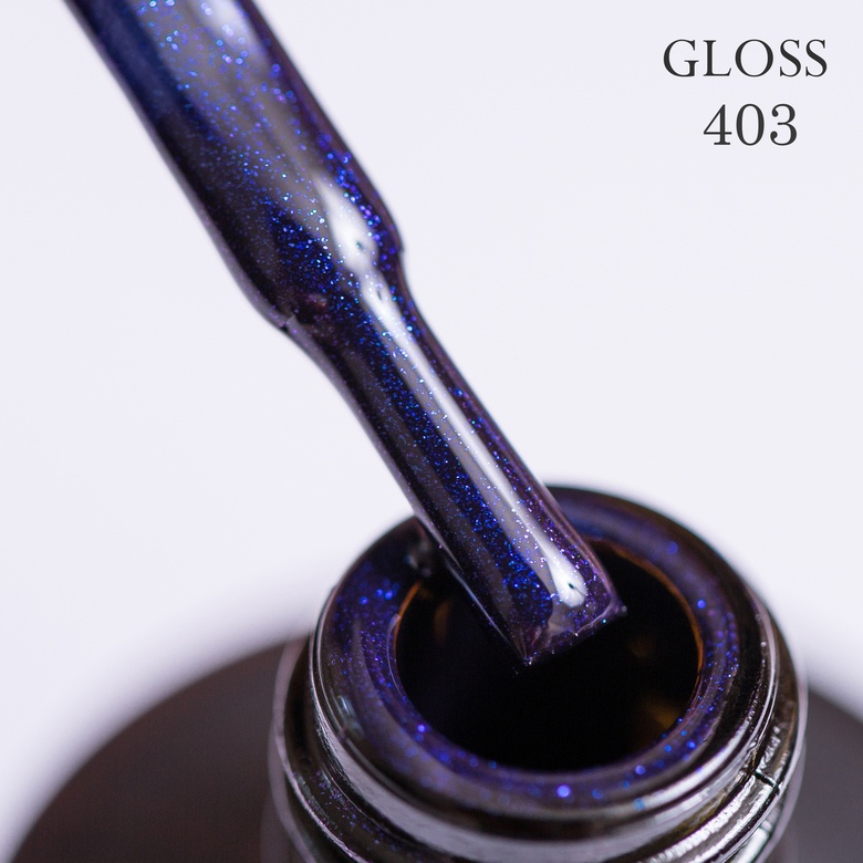 Gel polish GLOSS 403 (dark blue with micro-shine), 11 ml