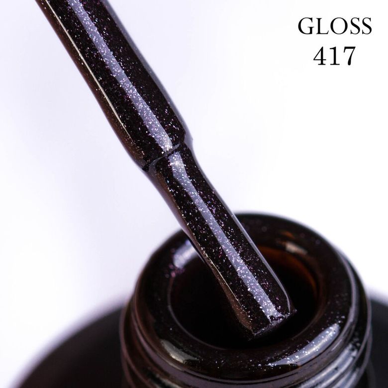 Gel polish GLOSS 417 (dark plum with micro-shine), 11 ml