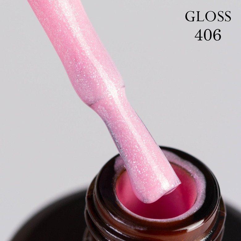 Gel polish GLOSS 406 (pink with microglitter), 11 ml